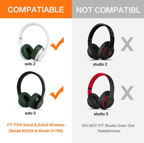 Solo 2 Solo 3 Ear Pad Replacement, GVOEARS Earpad Cushions for Beats Solo 2/3 Wired Wireless Headphones with Soft Leather Noise Isolation Memory F...