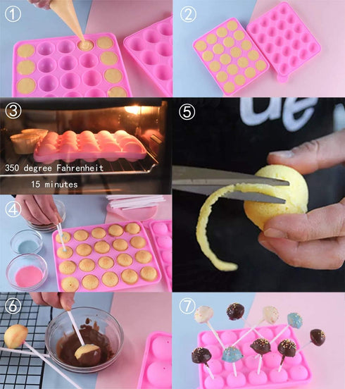 Tosnail 2 Pack of 20-Cavity Silicone Cake Pop Mold - Great for Hard Candy, Lollipop and Party Cupcake...