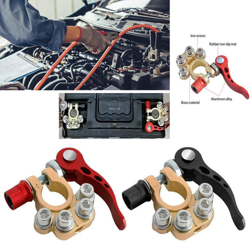 Car battery terminal connectors,2Pcs 4 Way Quick Disconnect Release Terminal Clip,Car Marine battery Terminal Clamps with Allen Wrench for SAE/JIS...