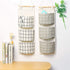 AUHOKY 3Pcs Wall Closet Hanging Storage Bag, Premium Linen Fabric Over The Door Organizer, Hanging Storage Pouches with 3 Pockets for Bedroom Bath...
