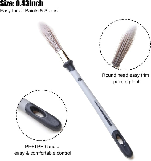 1pc 0.45 Inch Small Paint Brush, Paint Brushes for Walls, Touch up, Baseboards, Paint Brush for House Wall Corners, Paint Edger...