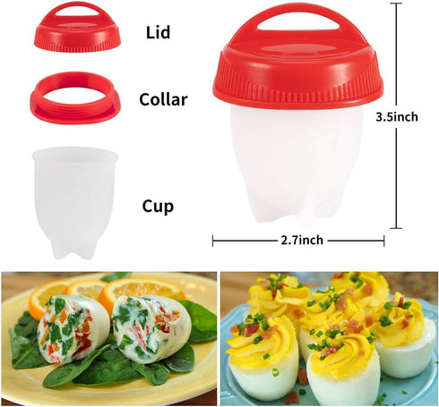Silicone Egg Cooker, Hard Boiled Egg Maker 6 Pieces Silicone Egg Poachers, Boiled Egg Cooker without Shell, BPA Free Non-Stick Egg Poacher, Fast P...
