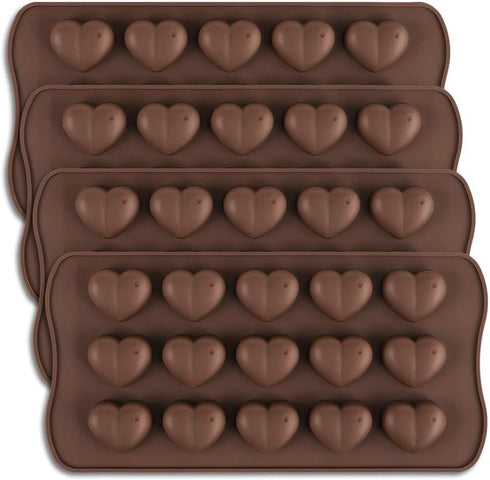 homEdge 15-Cavity Dimpled Heart Shape Chocolate Mold, Silicone Dimpled Valentine Heart Chocolate Gummy and Candy Mold...