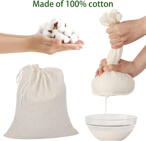 20 PCS Reusable Cotton Drawstring Muslin Bag, Natural Unbleached Cotton Straining Herbs Cheesecloth Bags, Gift Bag Coffee Tea Brew Bags Nut Milk B...