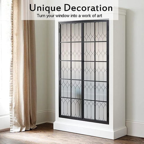 Privacy Window Film Decoration, Heat Control Window Tint for Home, Static Cling Glass Door Covering Window Sticker Removable Non-Adhesive UV Block...
