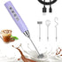 Light Purple Milk Frother Wand for Coffee, Frother Handheld Rechargeable Electric Whisk with 3 Heads 3 Speeds Drink Mixer Coffee Frother Foam Make...