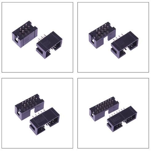 2.54mm IDC Box Header Kit, Dual Row Straight Box Header Connector IDC Sockets? 6/8/10/14/16/20/26/30/34/40Pin Straight Pin Connector IDC Box Heade...