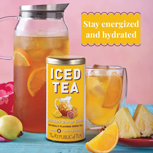 The Republic of Tea – Pineapple Orange Guava Iced Green Tea, 8 Large Quart-Sized Iced Tea Pouches, Naturally Caffeinated...