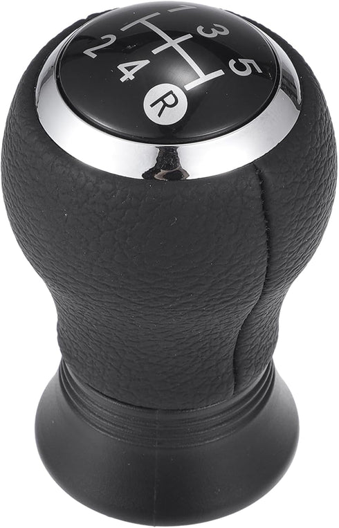5 Speed Manual Gear Shift Knob - Car Gearbox Stick Shifter Lever Knob - for Toyota Yaris 2005-2010 Plastic Faux Leather Black Silver Tone - 1 Pc...