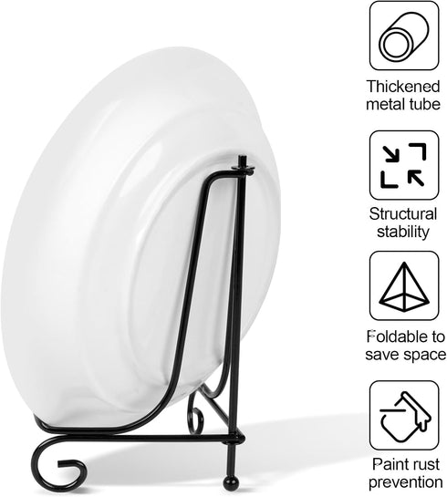 6 Pack Plate Stands For Display, Plate Holder 5 Inch, Picture Frame Stand of Metal, Frame Holder Stand and Artworks, Small Easel Stand for Book, T...