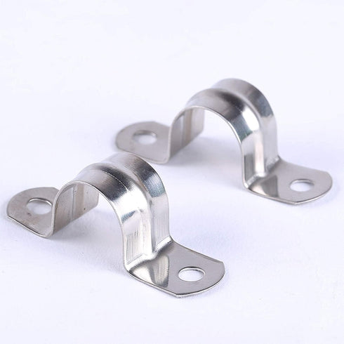 30Pcs Silver M12 Pipe Clamps 1/2 inch Rigid Pipe Strap Pipe Clamp Tools Stainless Steel Pipe Mounting Clamp U Bracket with 2 Holes U Clamps for Fi...