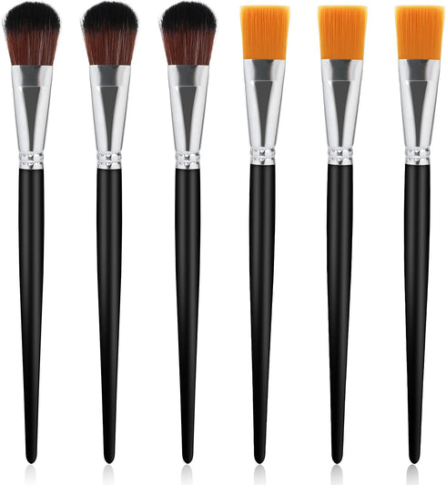 6 PCS Mop Brush for Acrylic Painting 1 Inch Face Paint Brushes with Wooden Handle Oval Blending Brushes for Acrylic Painting, Watercolor, Face Bod...