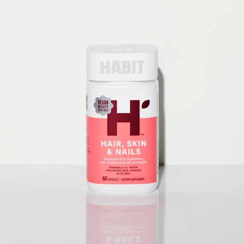 HABIT Hair, Skin & Nails Supplement (60 Capsules) - New Look, Supports Skin Hydration, Hair & Nail Strength, Biotin 2000mcg, Vitamin A & C, Hyalur...