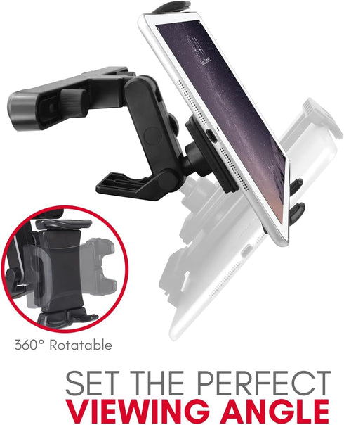 Macally Car Headrest Tablet Holder, Adjustable iPad Car Mount for Kids in Backseat, Compatible with Devices Such as iPad Pro Air Mini, Galaxy Tabs...