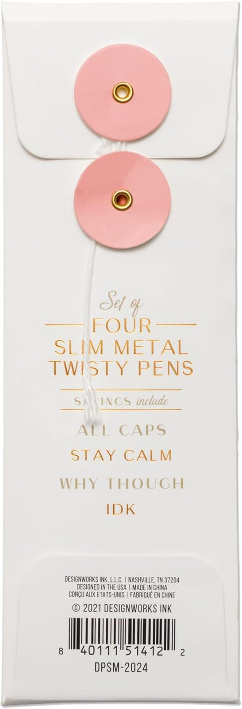 DesignWorks Ink Set of 4 Slim Metal Twisty Pens - Sass Set...