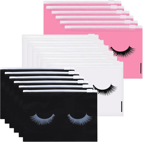 60PCS Eyelash Aftercare Bags,Eyelash Makeup Bags,Empty Eyelash Cosmetic Pouches,Multipurpose Lash Bags,Eyelash Pattern Zipper Pouch Toiletry Bag L...