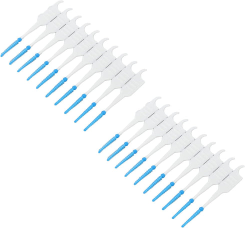 200 Pcs Flossers,Dental Floss Bad Breath Remover Brush Plaque Removal Silicone Safely Portable with Carrying Case (Blue)...