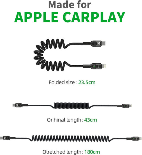 Coiled USB C to L ightning Cable,AICase Type C to L ightning Cable (6ft 36W) Scalable Spring PD Type C Charging Cable for iPhone 13 13 Pro 12 Pro ...