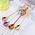 Coffee Spoons Tea Dessert Espresso Musical Note Stainless Steel 304 Long Handle Black Rose Gold Blue Purple Rainbow Silver Megic Red Set of 8...