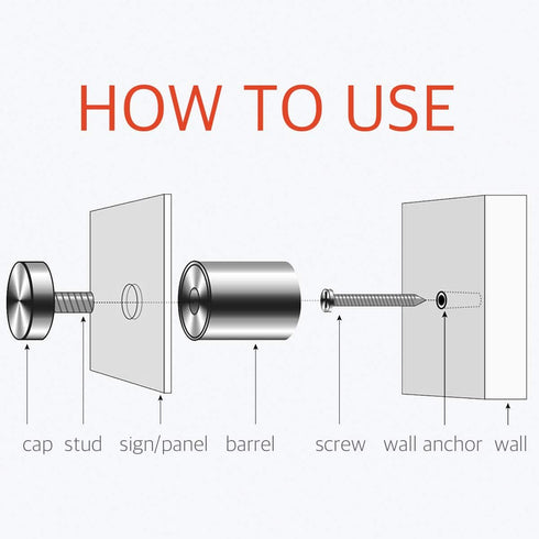 5/8" x 1" Wall Standoff Mounts Screws, Lantee 8 Pcs 16 x 25mm Stainless Steel Mounting Hardware Bolts for Signs, Glass, Acrylic, Graphics, Panels...