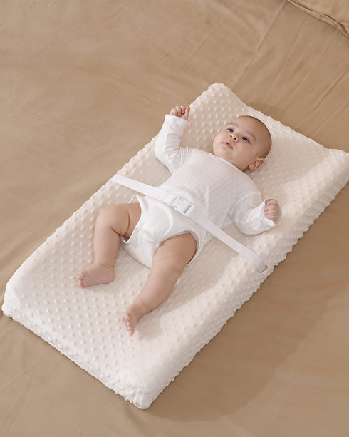 Solid Changing Table Pad Cover Cradle Sheet, Fits 32"/34''x16" Contoured Diaper Changing Pad, Ultra Soft Cozy Minky Dots Plush Changing Table Cove...