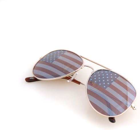 Aviator USA America American Flag Sunglasses - Great Accesory for 4th of July (Gold, Multi)...