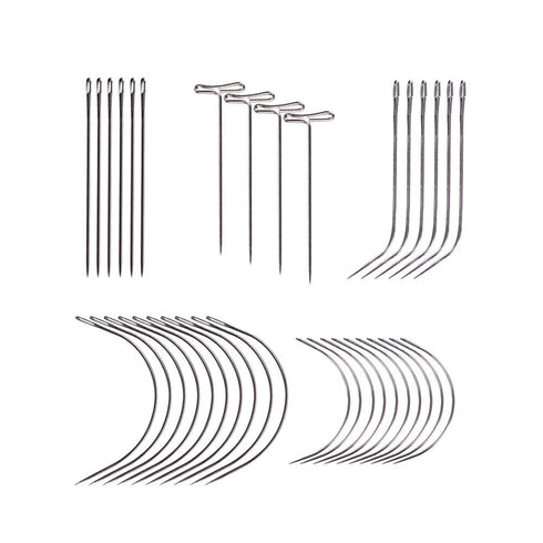 82 Pcs Wig Making Kit T Pins I Type J C Curved Needles for Hair Extensions Sewing Weaving Knitting Modelling Crafts...