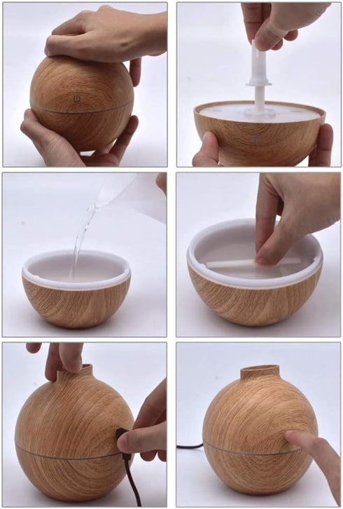 Mini Humidifiers, 130ml USB LED Aroma Essential Oil Diffuser Dry Burning Resistant Desktop Humidifier Aromatherapy Fragrant Oil Humidifier Vaporiz...