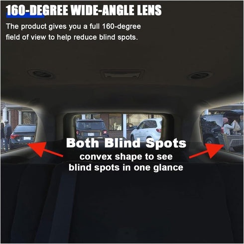 Car Wide-Angle Rearview Mirror, Thickened Anti-glare HD Car Rear View Mirror, Clear Tint Convex Mirror with Personalized Angel Design, Fits Most C...