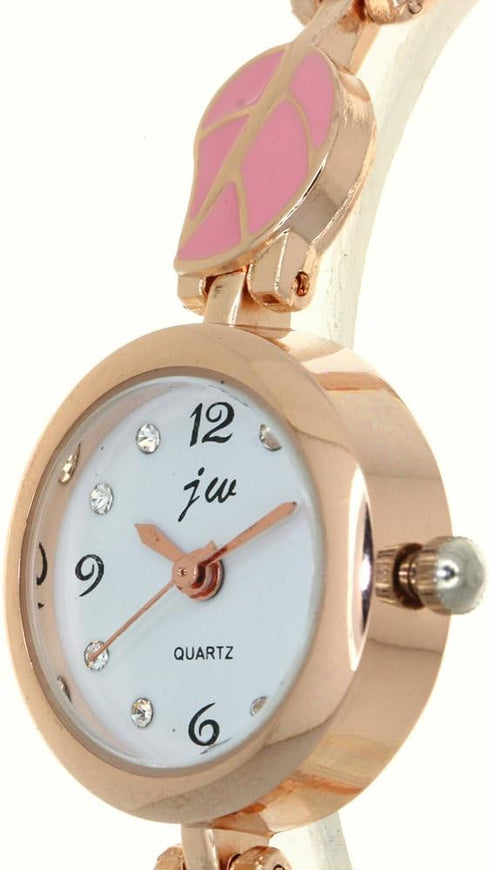 Women's Small Face Wrist Watches Limited Edition Rose Gold Watch Natural Leaf Pattern Lady Bracelet Jewelry Rhinestone Bangle Wristwatch...