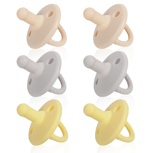 Sweet Child Pacifiers 0-18 Months, Set of 6 Ultra-Light Silicone Binkies with Collapsible Handle & 3 Air Holes for Added Safety, Best Newborn Paci...