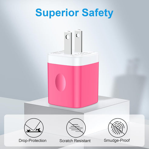 USB Wall Charger Block,2 Pack USB Power Adapter Charging Box for iPhone 15 Pro/14 Pro Max/13/12/11/SE/XS/XR/X/8Plus,Samsung Galaxy S24/S23 FE/S22/...