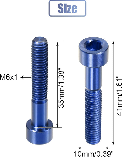 uxcell Blue Universal M6x35 Bike Stem Bolt Bicycle Bike Headset Stem Bolt Bike Bicycle Accessory...
