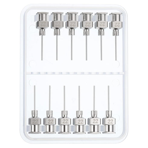 PATIKIL 22Ga x 0.5 Inch Stainless Steel Dispensing Needle Tips, 12Pcs Metal Glue Needle Tube Blunt Tips Luer Lock for Thick Glue Ink Lab, Silver...