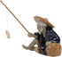 DOITOOL Mini Fisherman Figurine, Miniature Ceramic Fisherman Bonsai Figurine, Chinese Mudman Sitting Fishing Garden Statue Ornament for Micro Land...