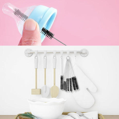 Straw Cleaner Brush 12Pcs Black Straw Brush 8 Inch Pipe Cleaners Scale Brush for Straws Reusable 12 Sizes of Straw Cleaning Brushes Set for Cleane...
