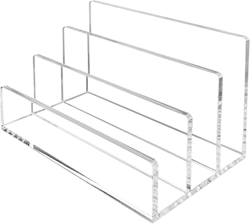 Acrylic Mail Organizer File Sorters for Desk,3-Section Laddered Desktop Vertical Letter Holder,Desk Organizer Workspace Organizer...