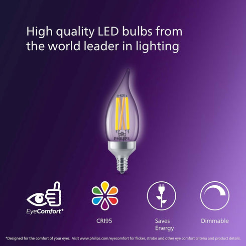Philips LED BA11 Ultra Definition LED Globe Light Bulbs - 300 Lumen - Flicker-Free Dimmable 60W Light Bulb with EyeComfort Technology - Daylight (...