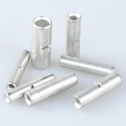 22-18 Gauge Copper Butt Connectors 100 PCS 22-18 AWG Butt Splice Connectors 0.75 mm² Wire Uninsulated Crimp Butt Connectors Pure Copper Tin Coated...