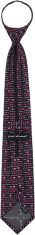 Jacob Alexander Men's Happy Valentine's Day Hearts and Love Arrows Pre-Tied Zipper Neck Tie - Black White Red...