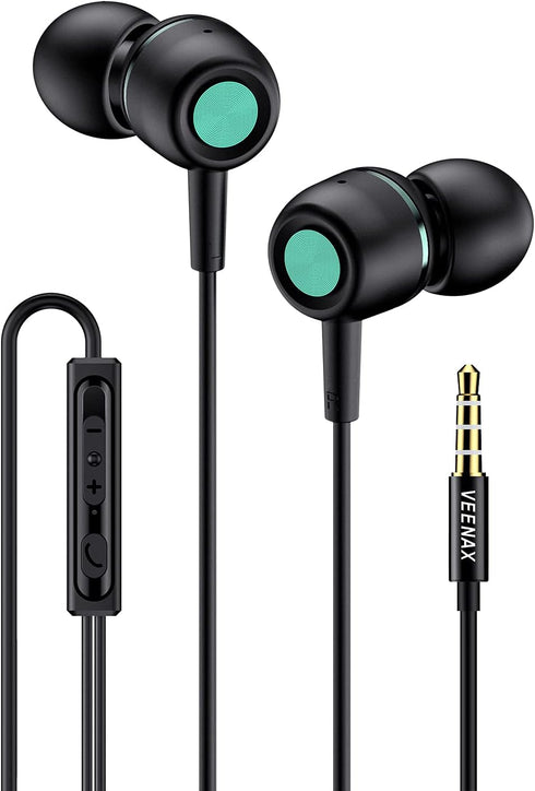 M3 Wired Earbuds Headphones, Stereo Earphones with Microphone and Extra Bass, Volume Control, Tangle-Free Reinforced Cable, in-Ear Headset for Pho...