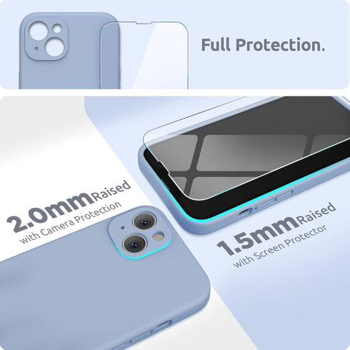 SURPHY Compatible with iPhone 13 Case with Screen Protector, (Camera Protection + Soft Microfiber Lining) Liquid Silicone Phone Case 6.1 inch 2021...
