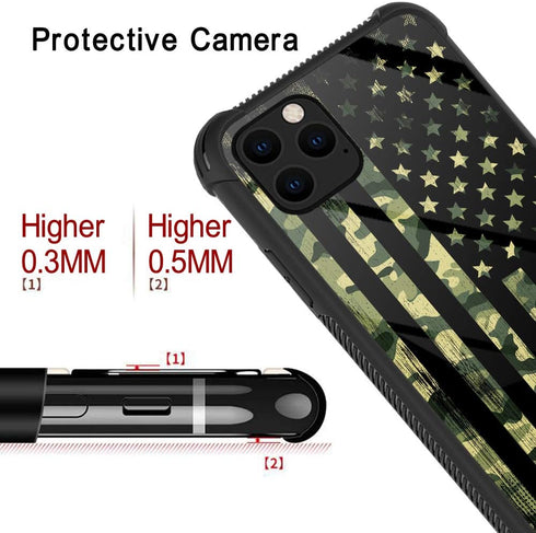 TnXee Case Compatible with iPhone 11,Camo American Flag 11 Cases for Boys,Soft TPU Anti-Skid Thread Frame Four Corner Anti-Collision Protection Ca...