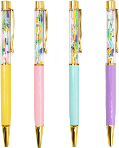 NPW 4 PACK SPRINKLE PENS - Cute Confetti Pen Set; Trendy Stationery Art Supplies, Ballpoint Pens for Journal Writing or Planners; Great Gift for T...