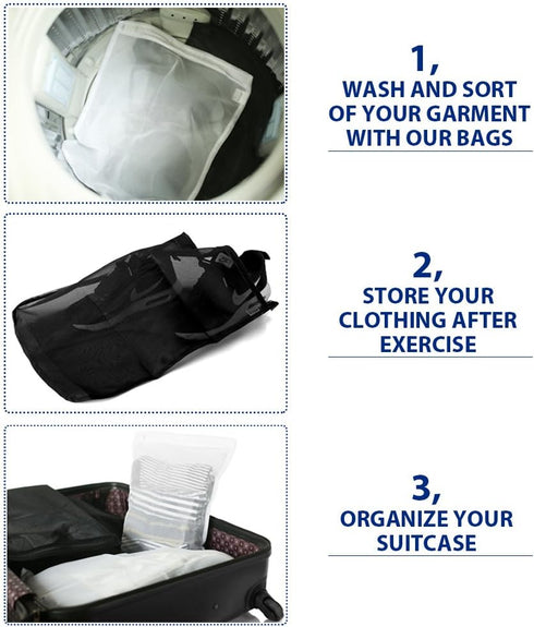 TENRAI Delicates Laundry Bags, Bra Fine Mesh Wash Bag for Underwear, Lingerie, Bra, Pantyhose, Socks, Use YKK Zipper, Have Hanger Loops (White, 1 ...