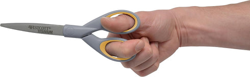 Westcott ?13824 7” & 5” Pointed Titanium-Bonded Crafting Scissors with Soft Handles, Gray/Yellow (2 Pack)...