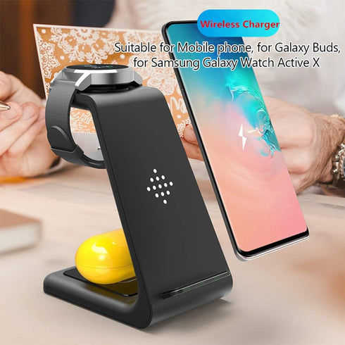Wireless Charger Samsung 3 in 1 Qi Fast Wireless Charging Station for Multiple Devices Android Galaxy Watch 6/5/4/3/Active2/1/Gear S3,Galaxy S22/S...