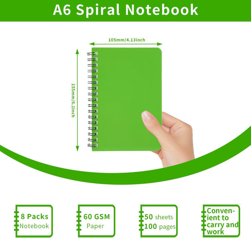 YiHenTiezz Spiral Notebook 4Pack Pocket Notebook 4.2"x 6.1" Pocket Notepad Small Notebook (8Pack Spiral Notebook)...
