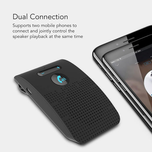 SP09 Handsfree Bluetooth Speaker for Cell Phone, Wireless in Car Speakerphone with Visor Clip, Motion Auto On, Connect 2 Phones, 10 Hours Talking ...