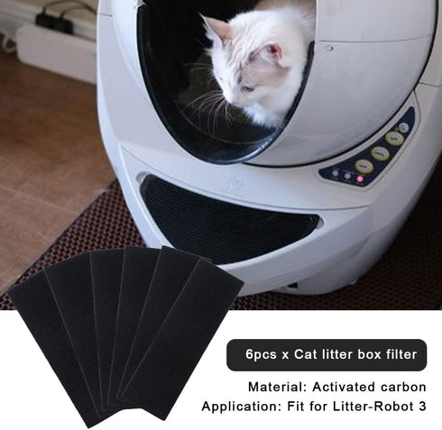 6 Pack Carbon Filters Compatible with Litter-Robot 3 - Activated Charcoal Cat Litter Box Replacement Filters to Absorb Odors Control Damp from Pet...
